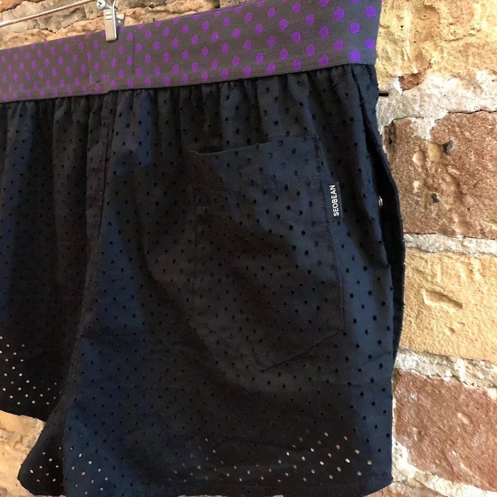 SEOBEAN MENS BLACK MESH SHORTS SIDE SPLITS WITH SNAPS ATHLETIC BEACH TRUNKS - Picture 12 of 14